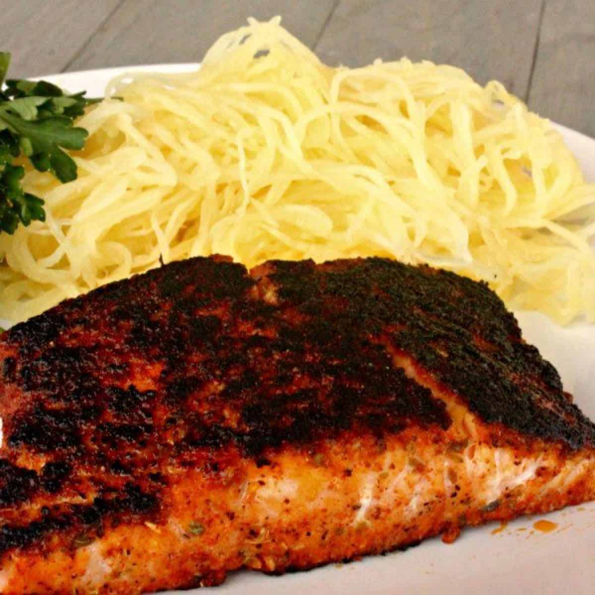 photo of cooked blackened salmon