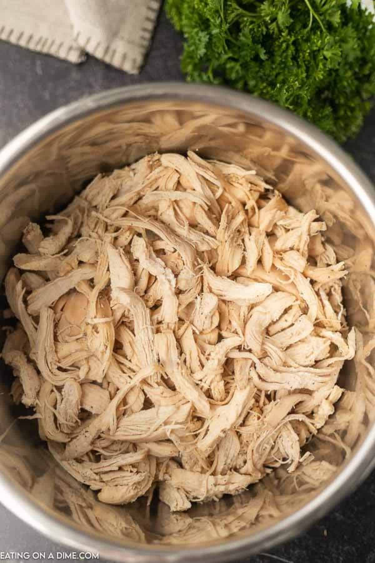 photo of shredded chicken in instant pot