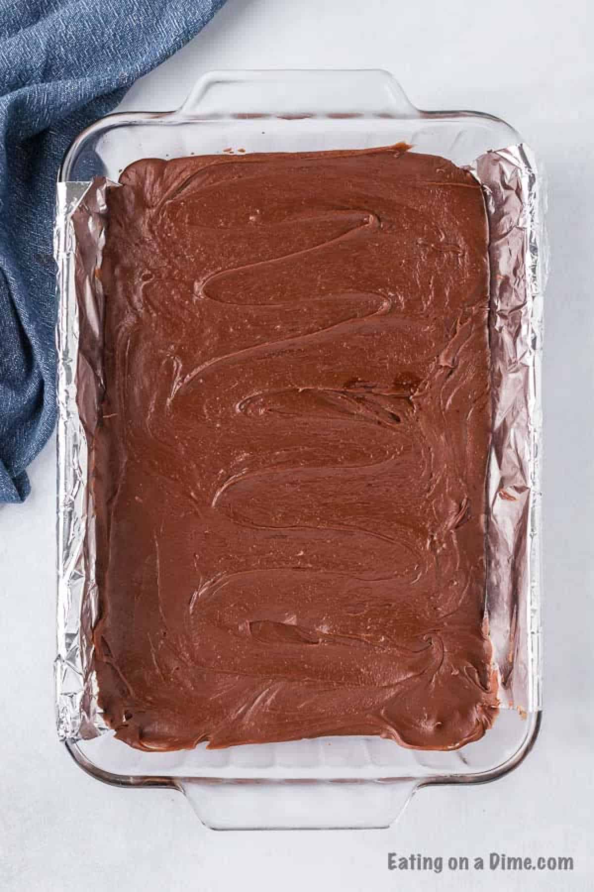 fudge in pan after being cooked