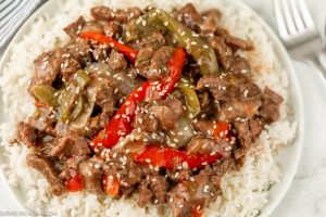 Instant pot pepper steak - pressure cooker Chinese pepper steak