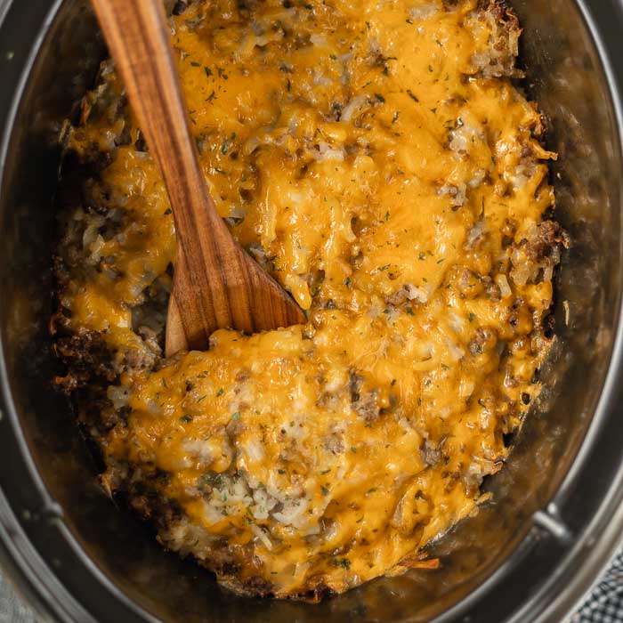 Slow Cooker Cheesy Hash Brown Casserole - The Magical Slow Cooker