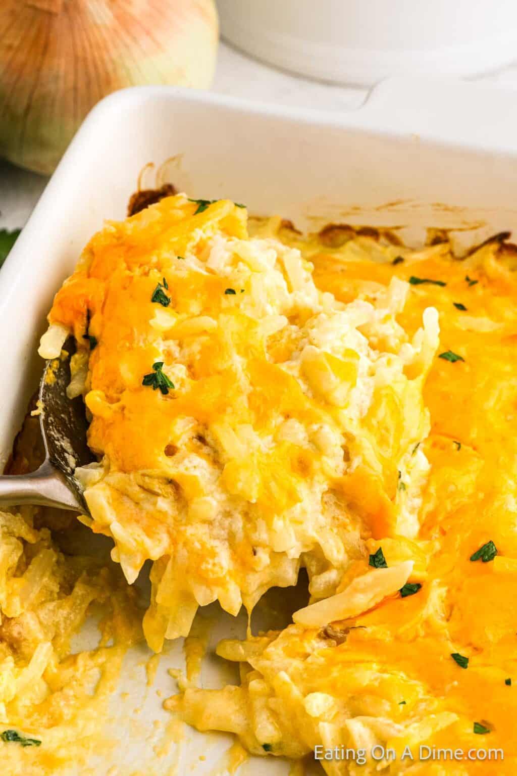 Cheesy Potato Casserole - Eating on a Dime