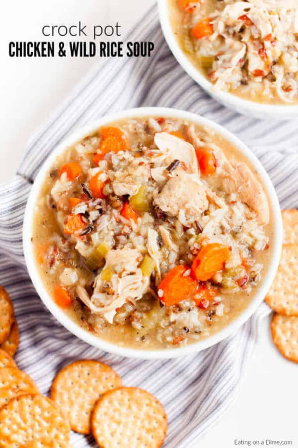 Crockpot chicken wild rice soup - easy toss and go meal