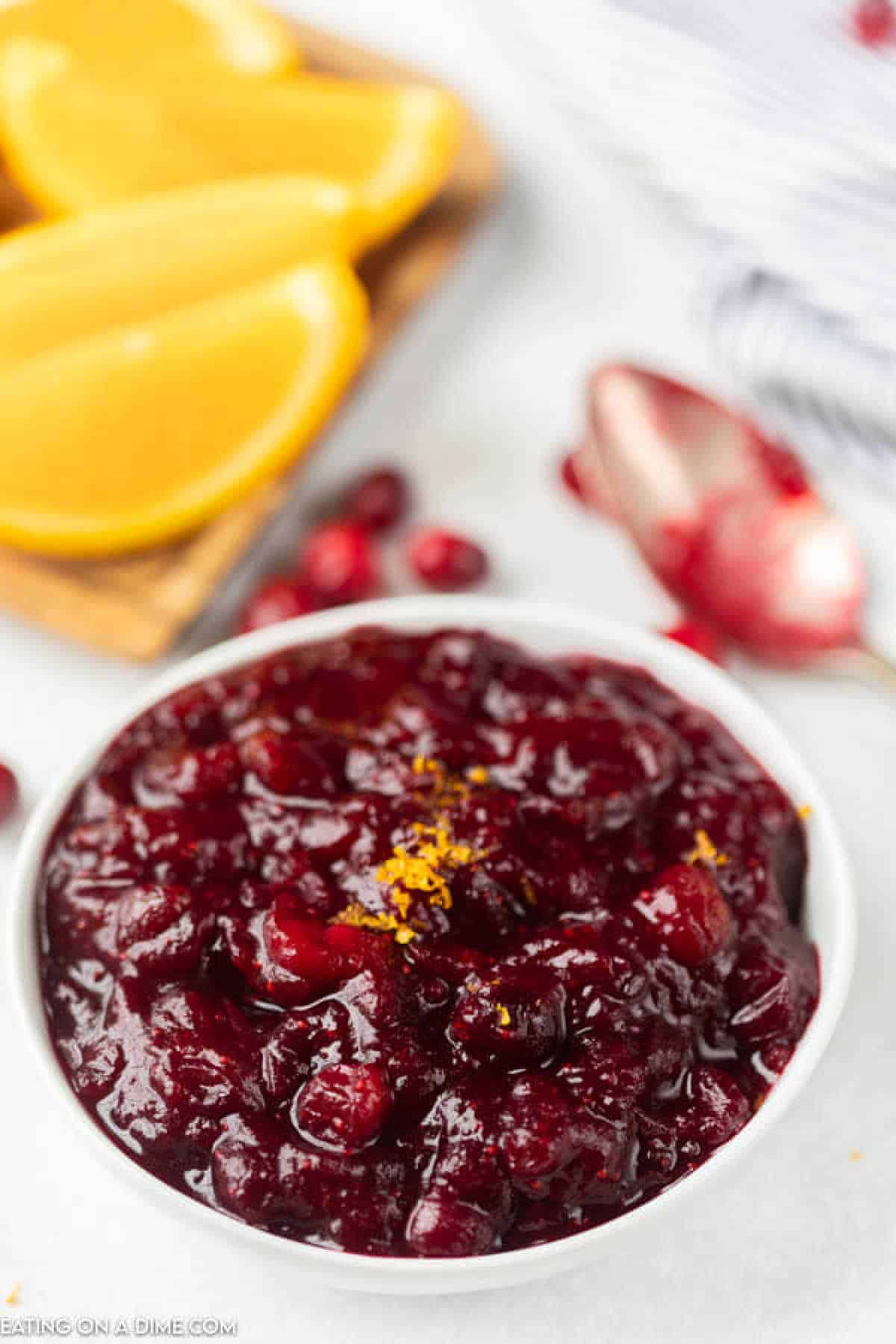 Cranberry sauce in a bowl