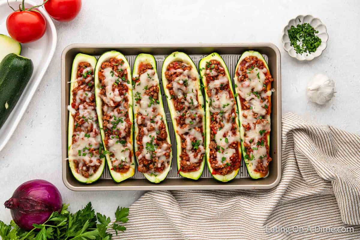 Stuffed Zucchini Boats Recipe - Eating on a Dime