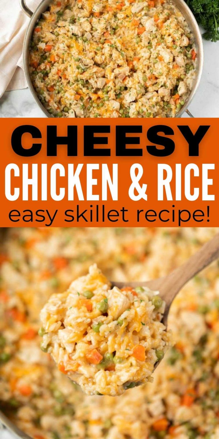 Cheesy Chicken and Rice Skillet Recipe - easy One Pan chicken and rice