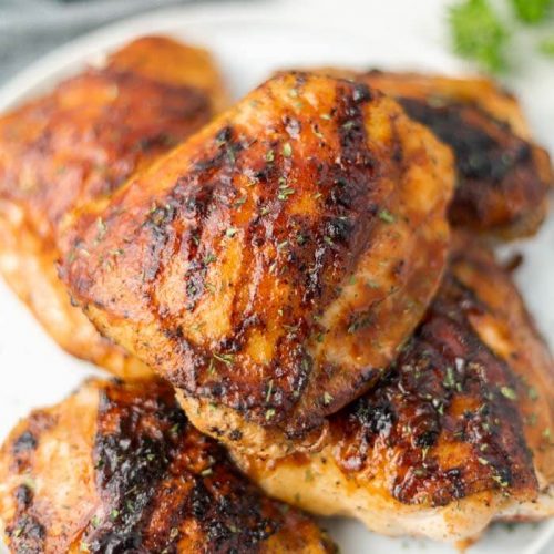 Grilled Chicken Thighs - Bone-in with BBQ Sauce • My Pocket Kitchen