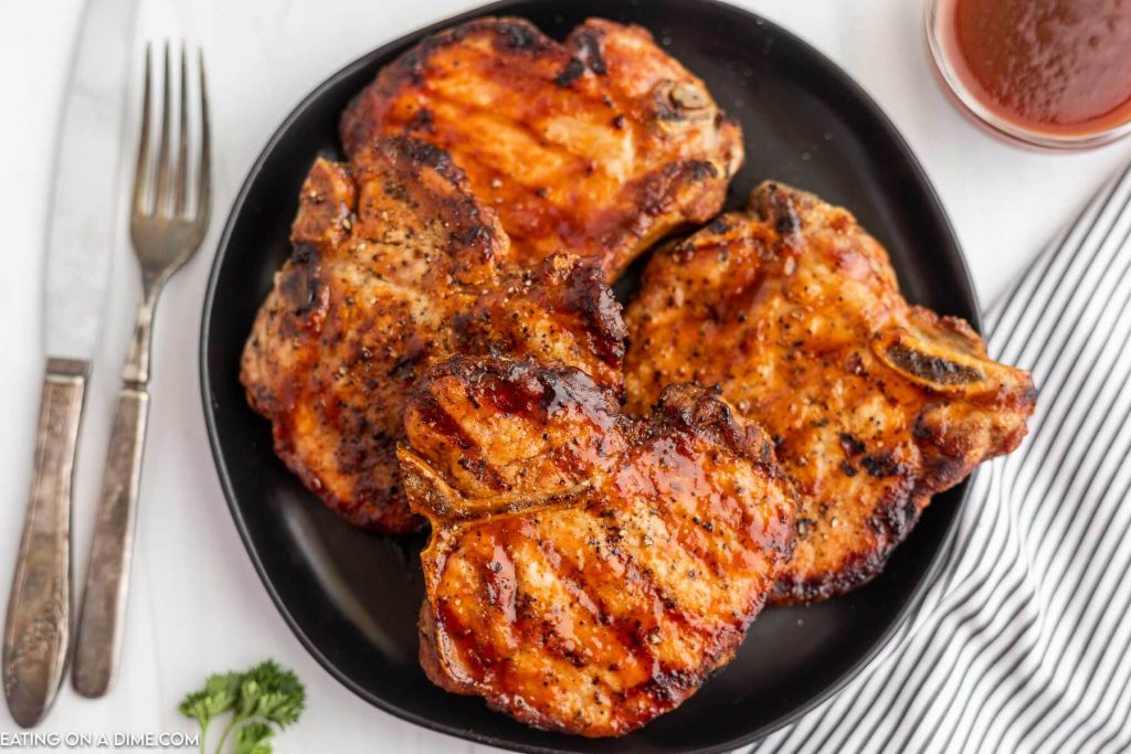 Grilled BBQ Pork Chops - Eatingonadime.com