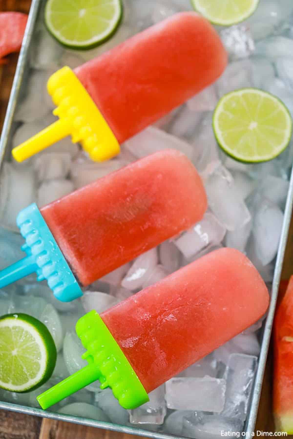 Watermelon Popsicles on ice