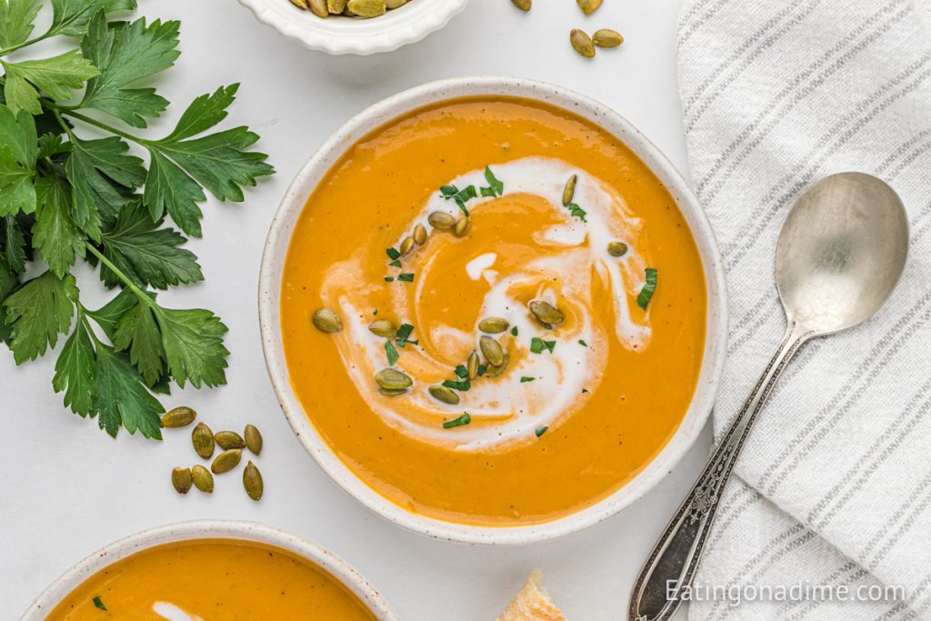 Crock Pot Sweet Potato Soup Recipe - Eating on a Dime