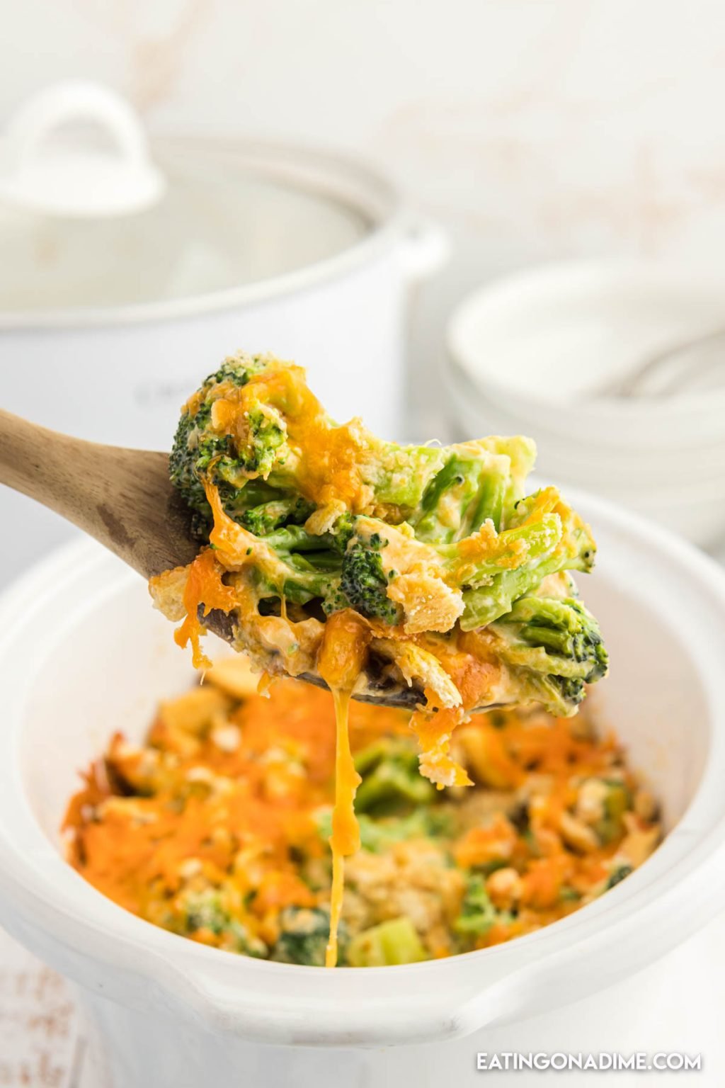 Crockpot Broccoli Cheese Casserole - Eating on a Dime