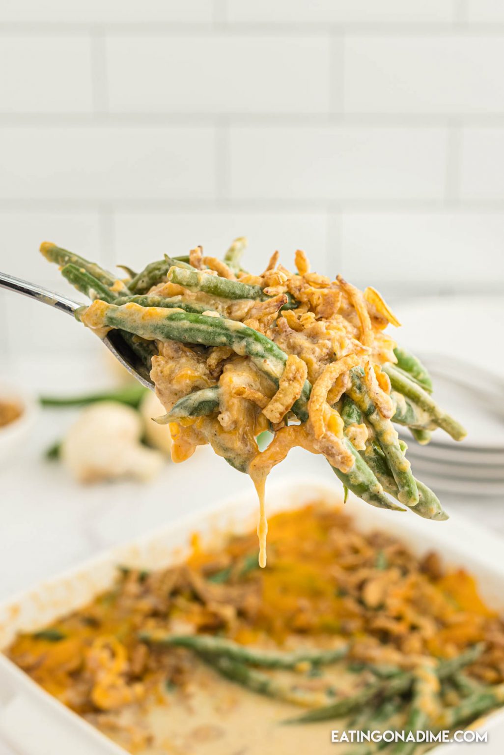 Cheesy Green Bean Casserole - Eating on a Dime