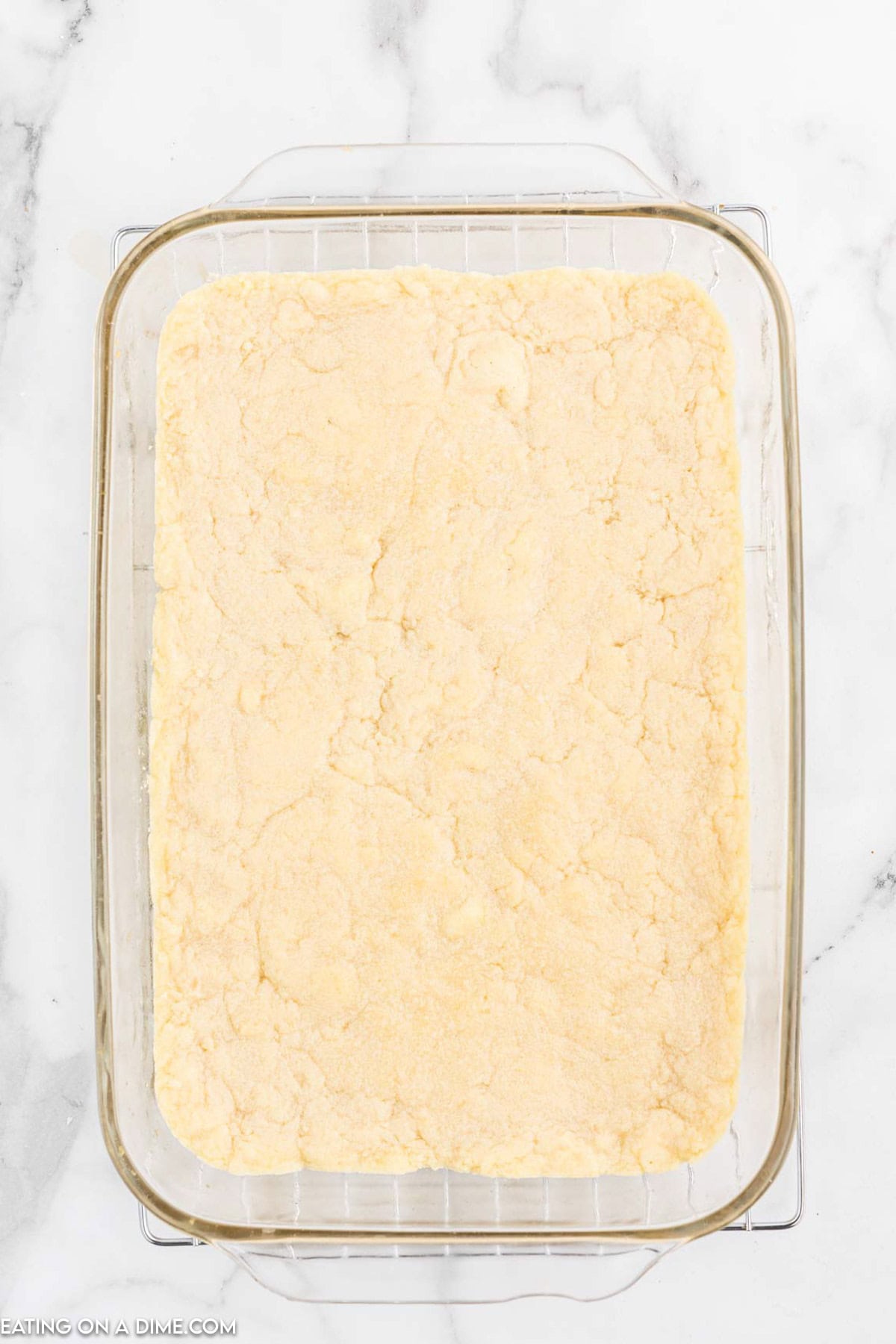 Baked sugar cookie in a baking dish