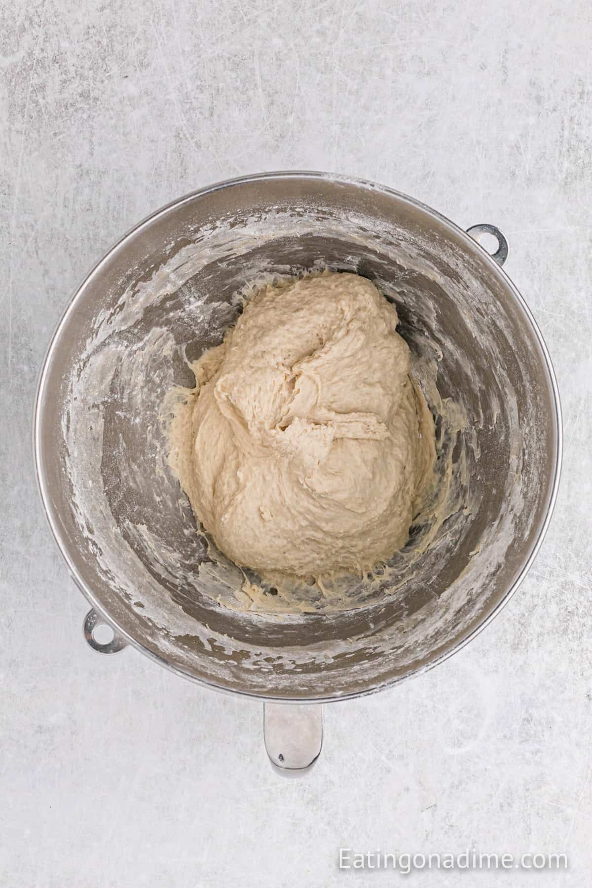 Dinner Rolls dough in a mixing bowl