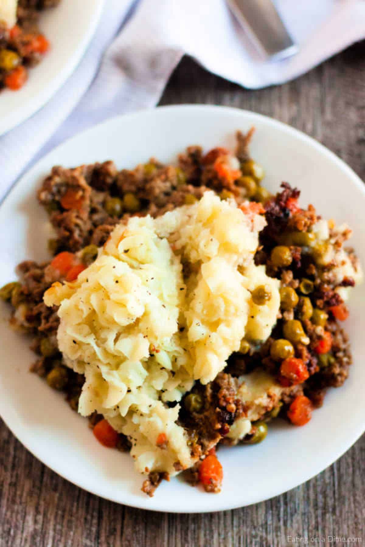 Shepherd's Pie on a white plate