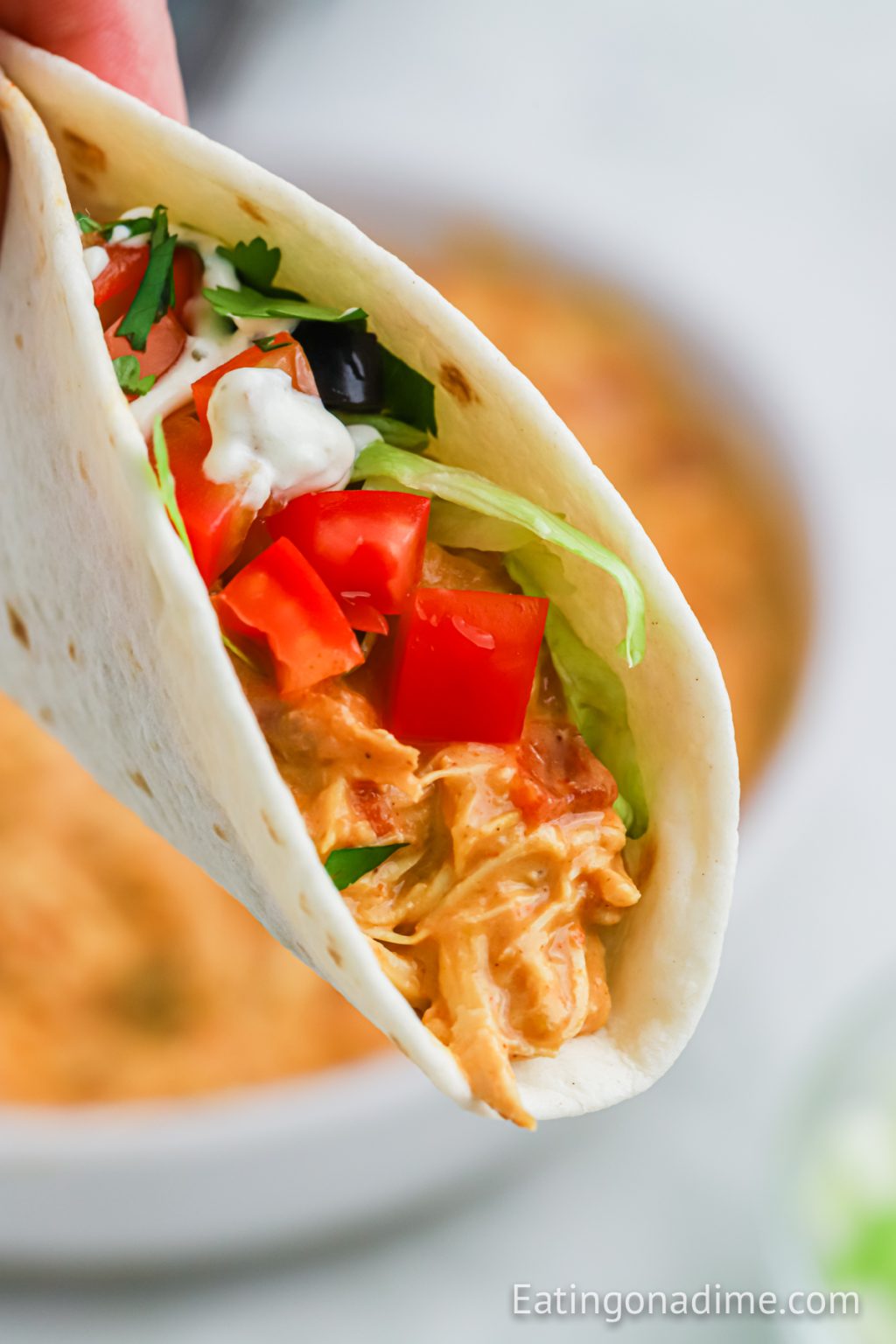 Slow Cooker Queso Chicken Tacos Recipe - Eating on a Dime