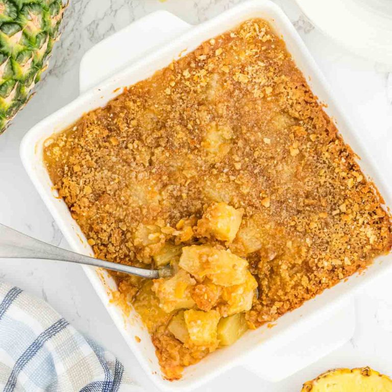 Paula Deen Pineapple Casserole Recipe Eating On A Dime   Paula Deens Pineapple Casserole Square 768x768 