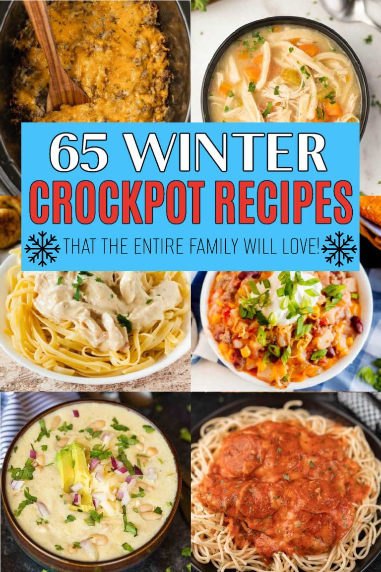 Easy crockpot winter meal recipes simmering in a slow cooker