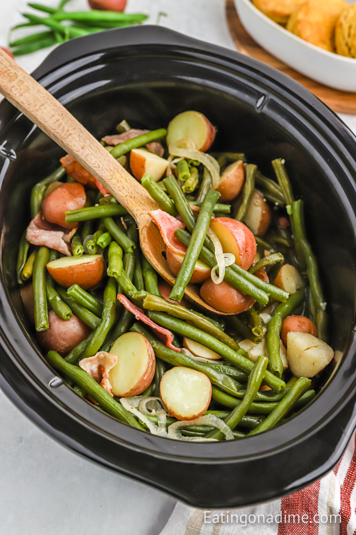 Crockpot Green Beans and Potatoes with Bacon (A Family Favorite Dish!)