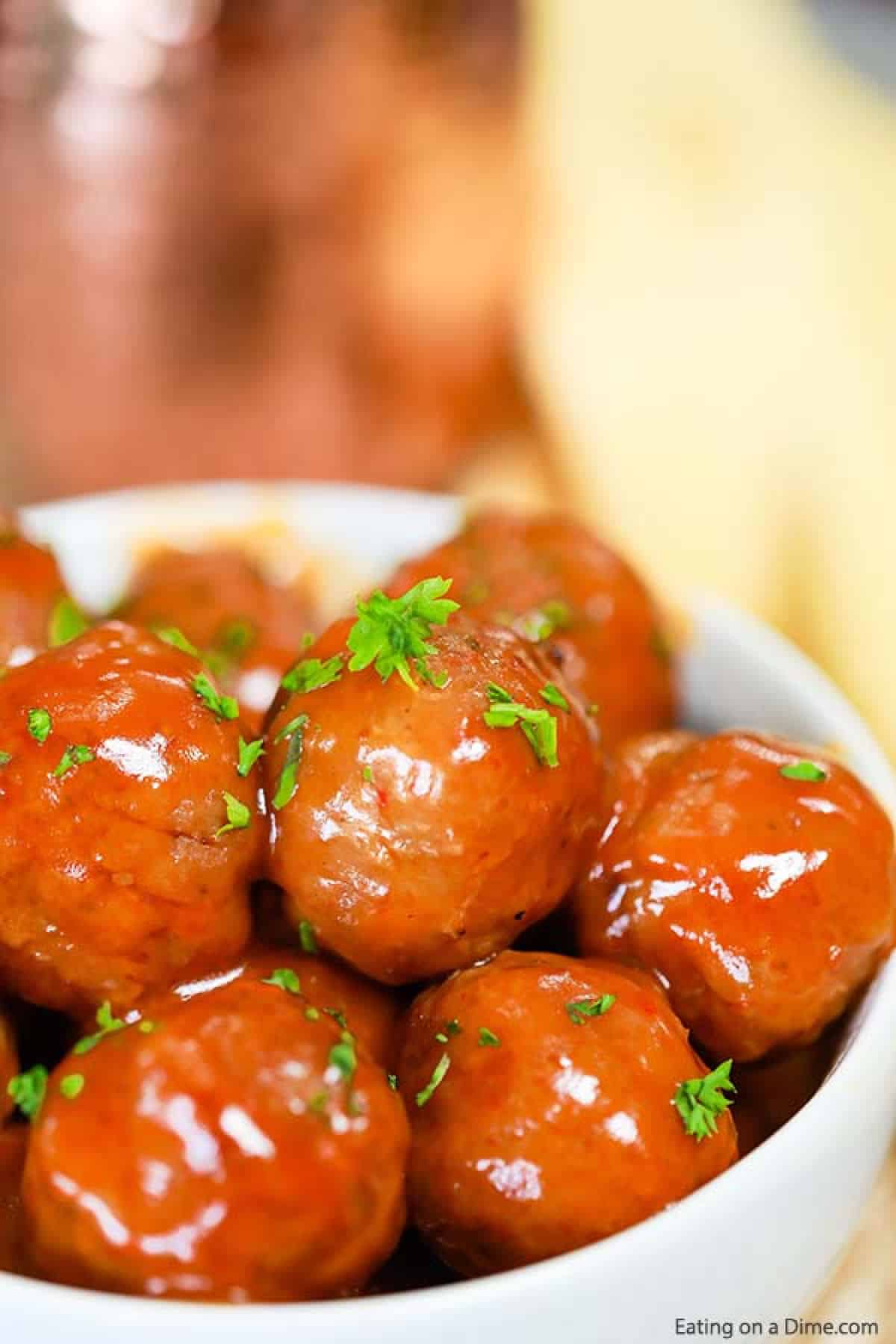 Buffalo Chicken Meatballs in a white bowl