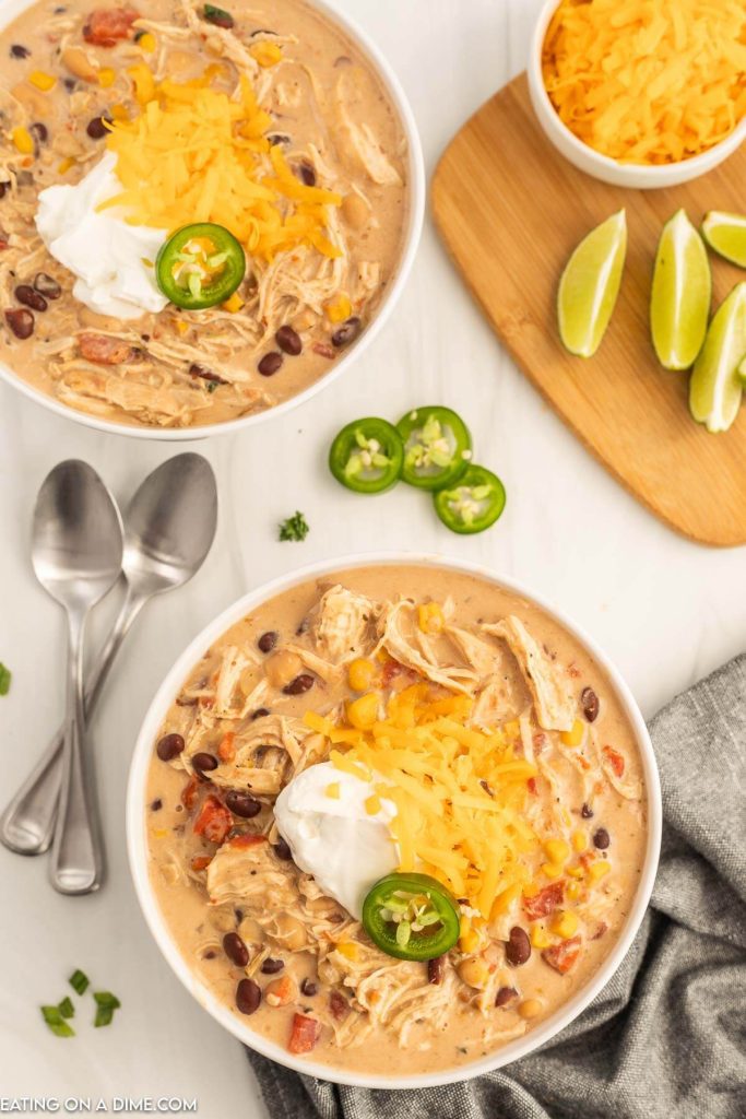 Crockpot Cream Cheese Chicken Chili Recipe - easy dinner idea