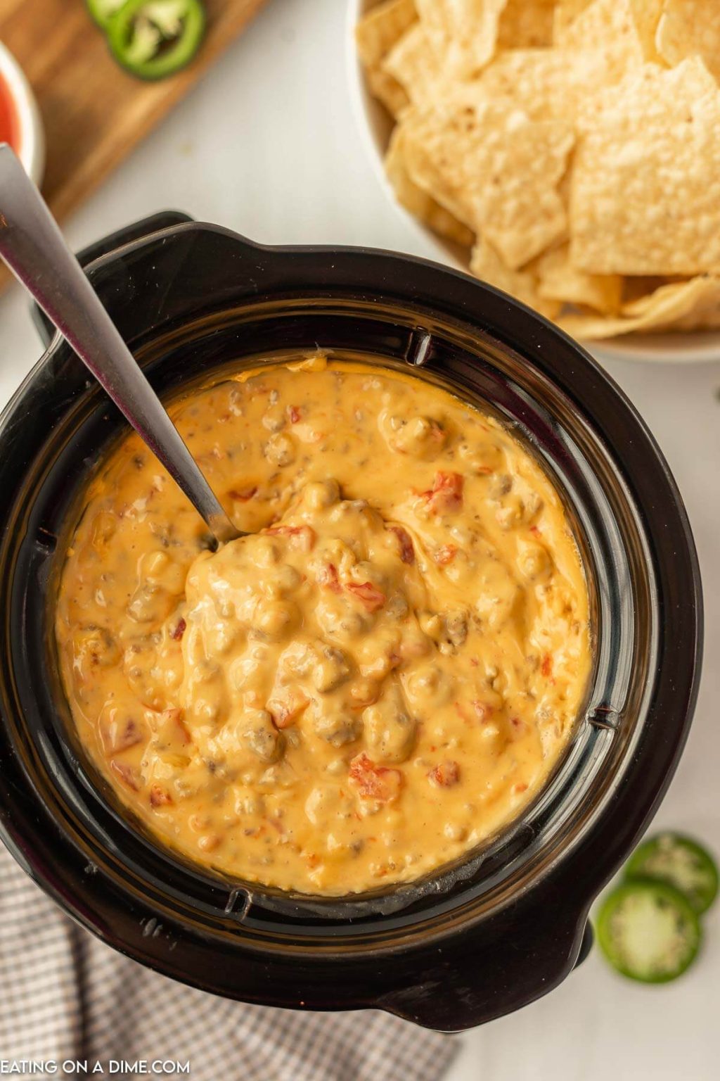 Crock Pot Sausage Cheese Dip - velveeta cheese dip with sausage