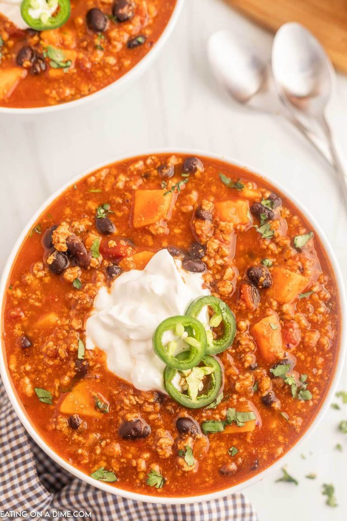 Turkey Sweet Potato Chili - easy and delicious healthy turkey chili