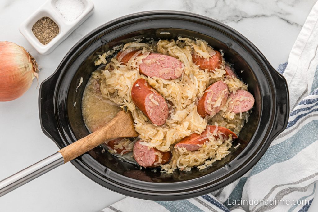 Slow Cooker Kielbasa And Sauerkraut Eating On A Dime 8993