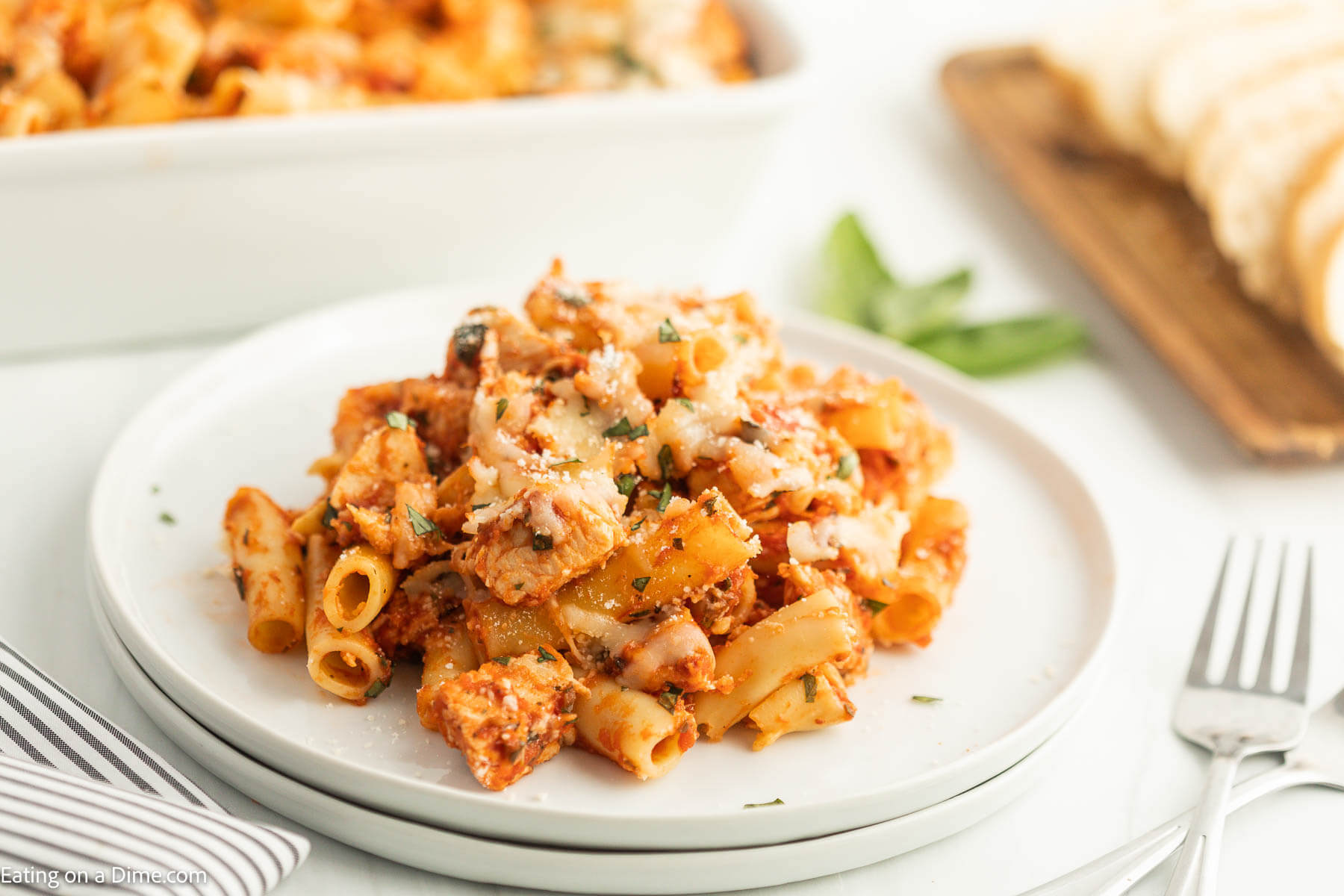 Baked Ziti with Chicken - Eating on a Dime