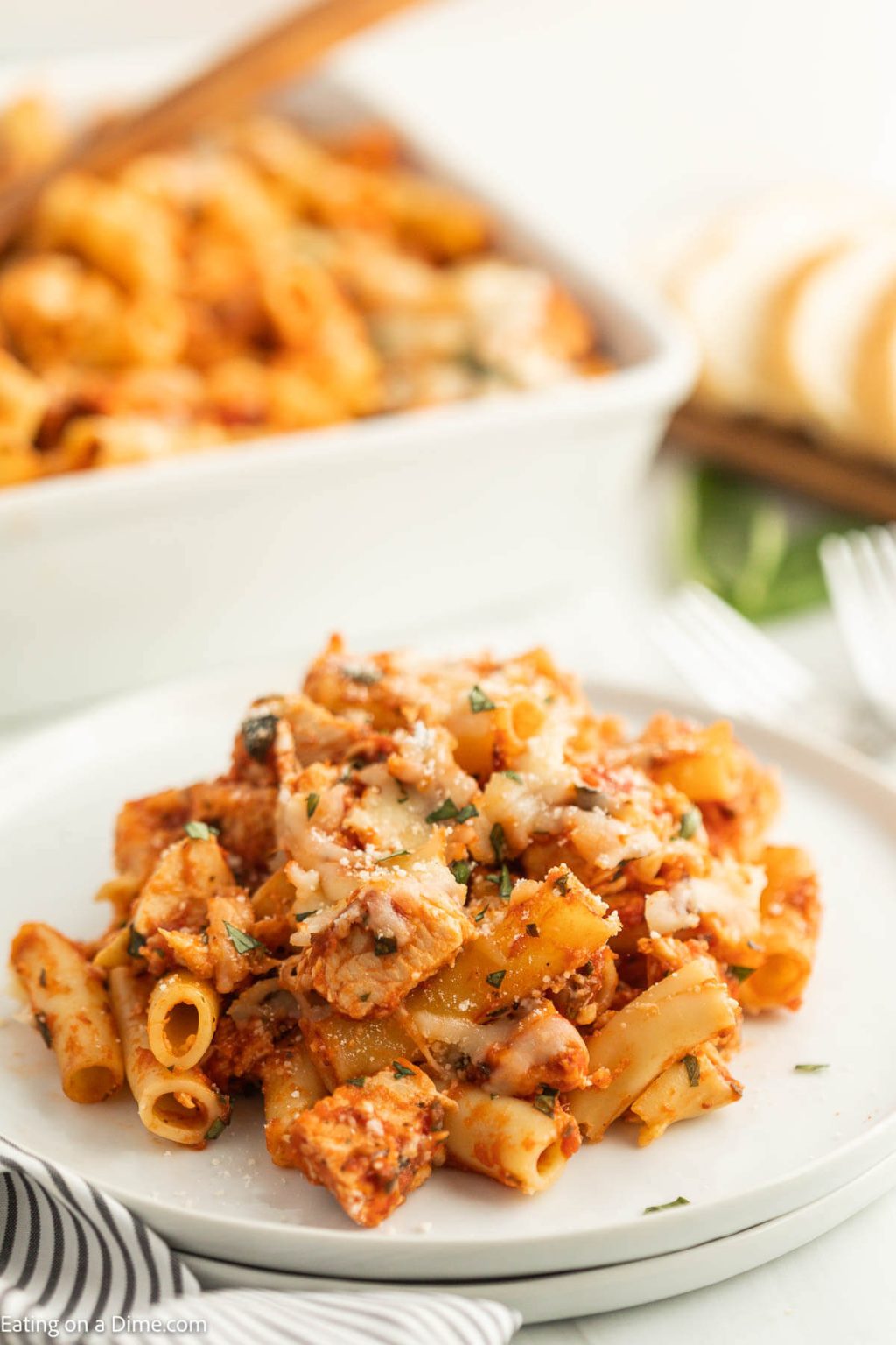 Baked Ziti with Chicken - Eating on a Dime