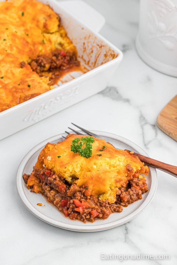 Sloppy Joe Cornbread Casserole Recipe - Eating on a Dime