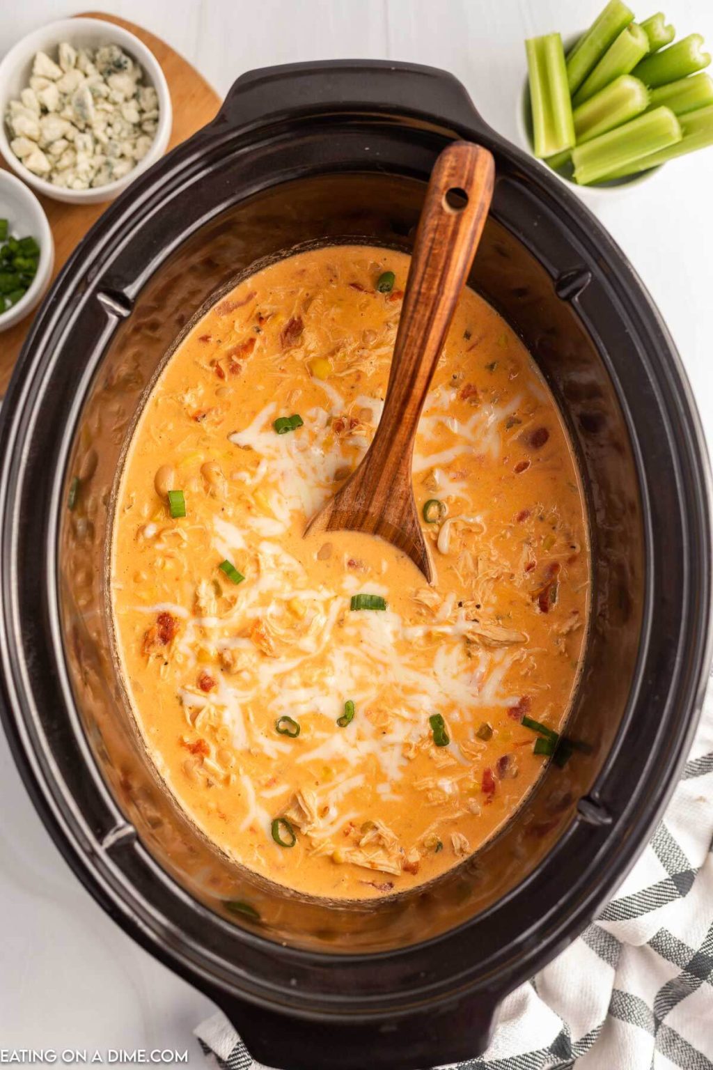 Crock Pot Buffalo Chicken Chili Recipe - Eating on a Dime