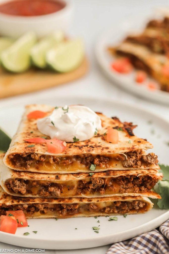 Ground Beef Quesadillas Recipe - Eating on a Dime