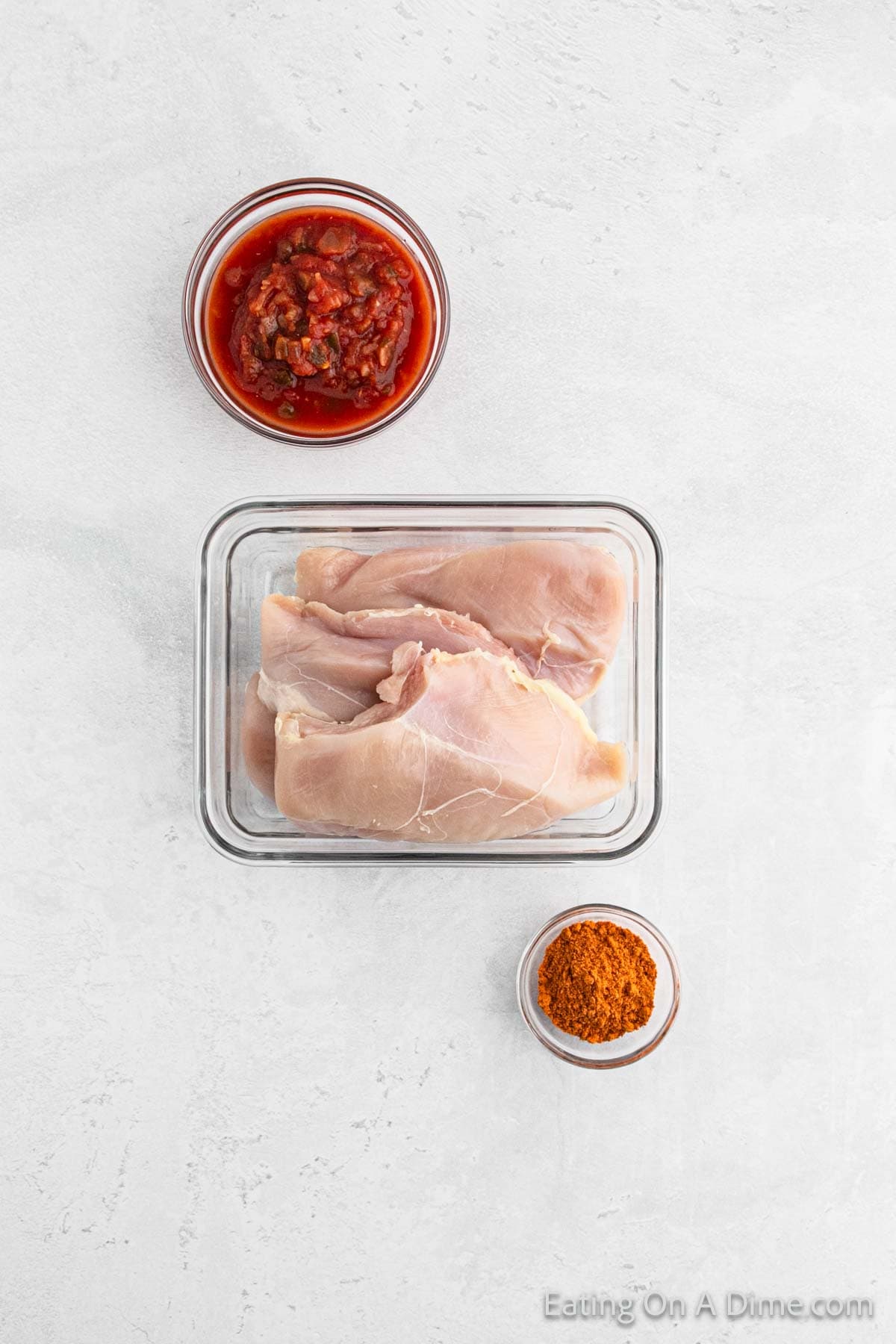 Ingredients - Salsa, Chicken breast, and taco seasoning