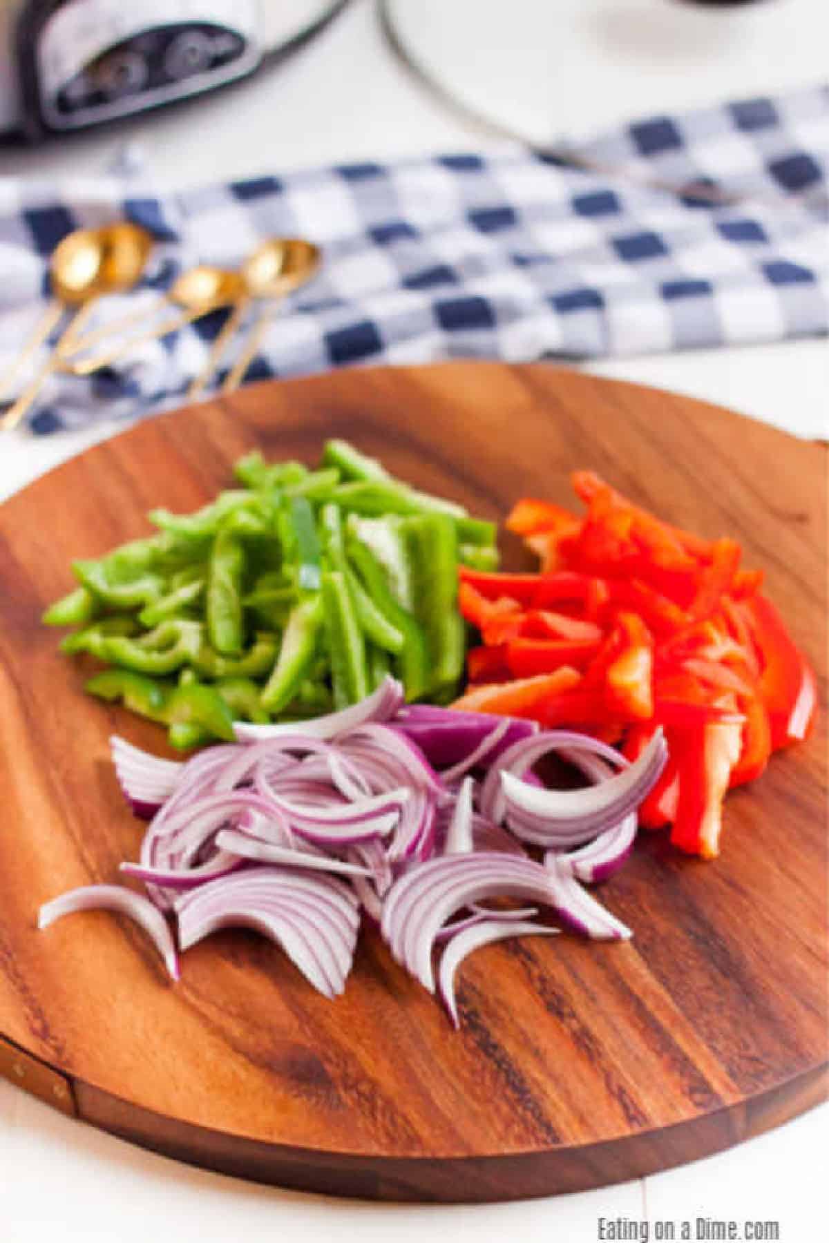 Chopping the vegetables to add to the slow cooker