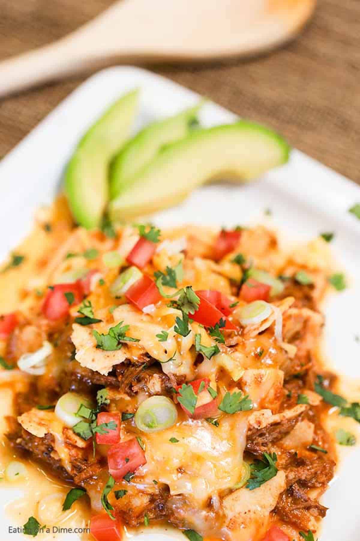 Enchilada Casserole on the plate
