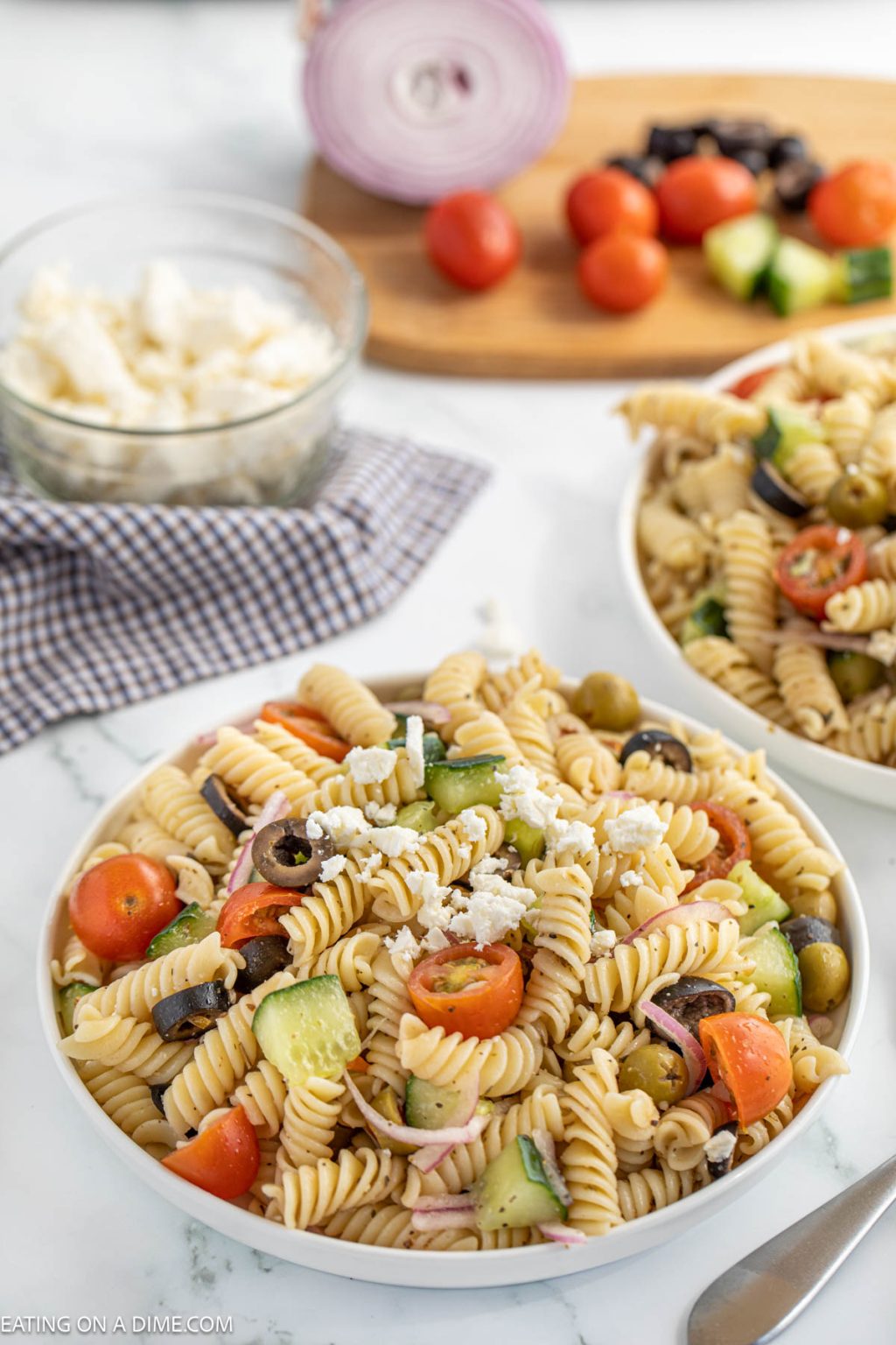 Mediterranean Pasta Salad Recipe - Eatingonadime.com