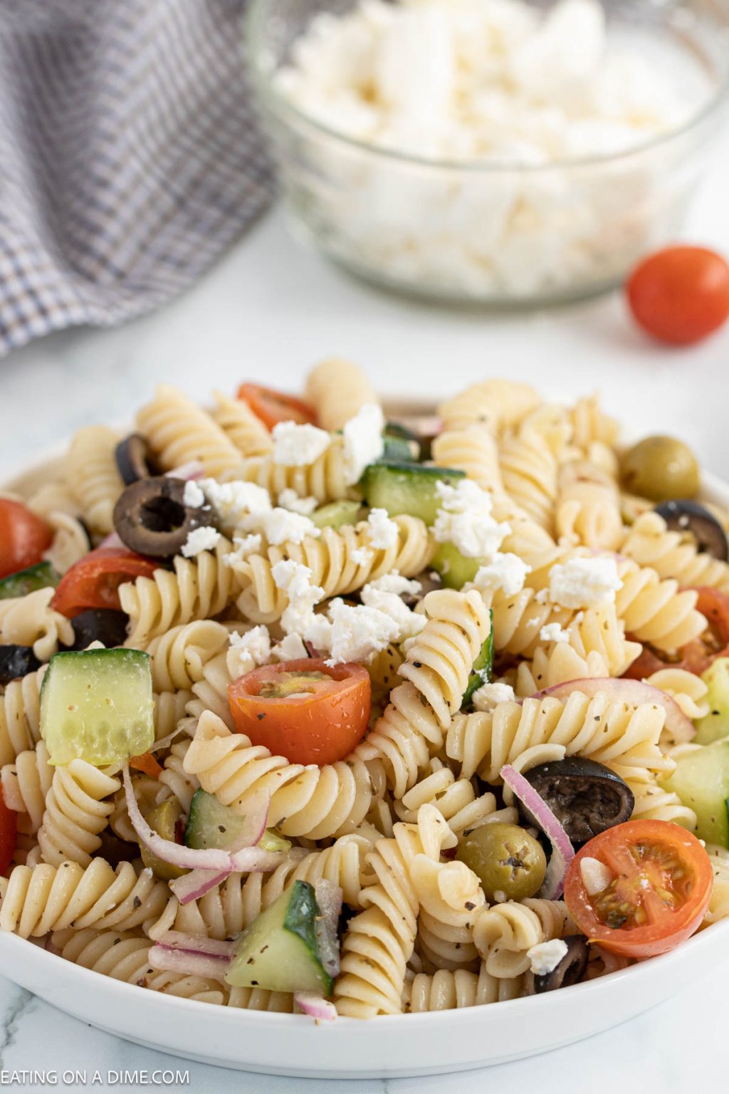 Mediterranean Pasta Salad Recipe - Eatingonadime.com