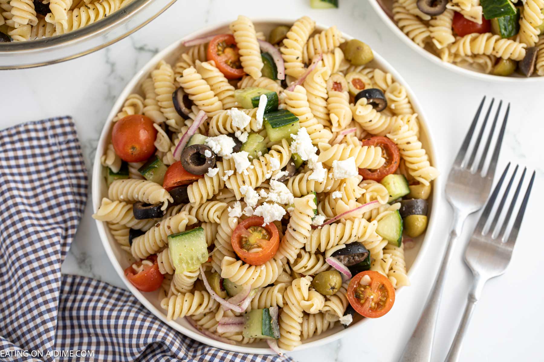 Mediterranean Pasta Salad Recipe - Eatingonadime.com