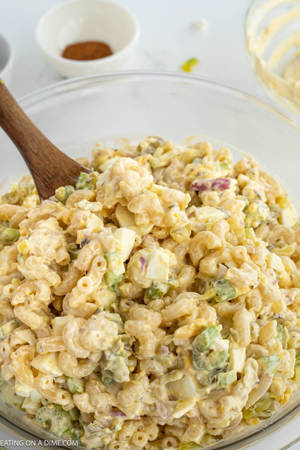 Deviled Egg Macaroni Salad - Eating on a Dime