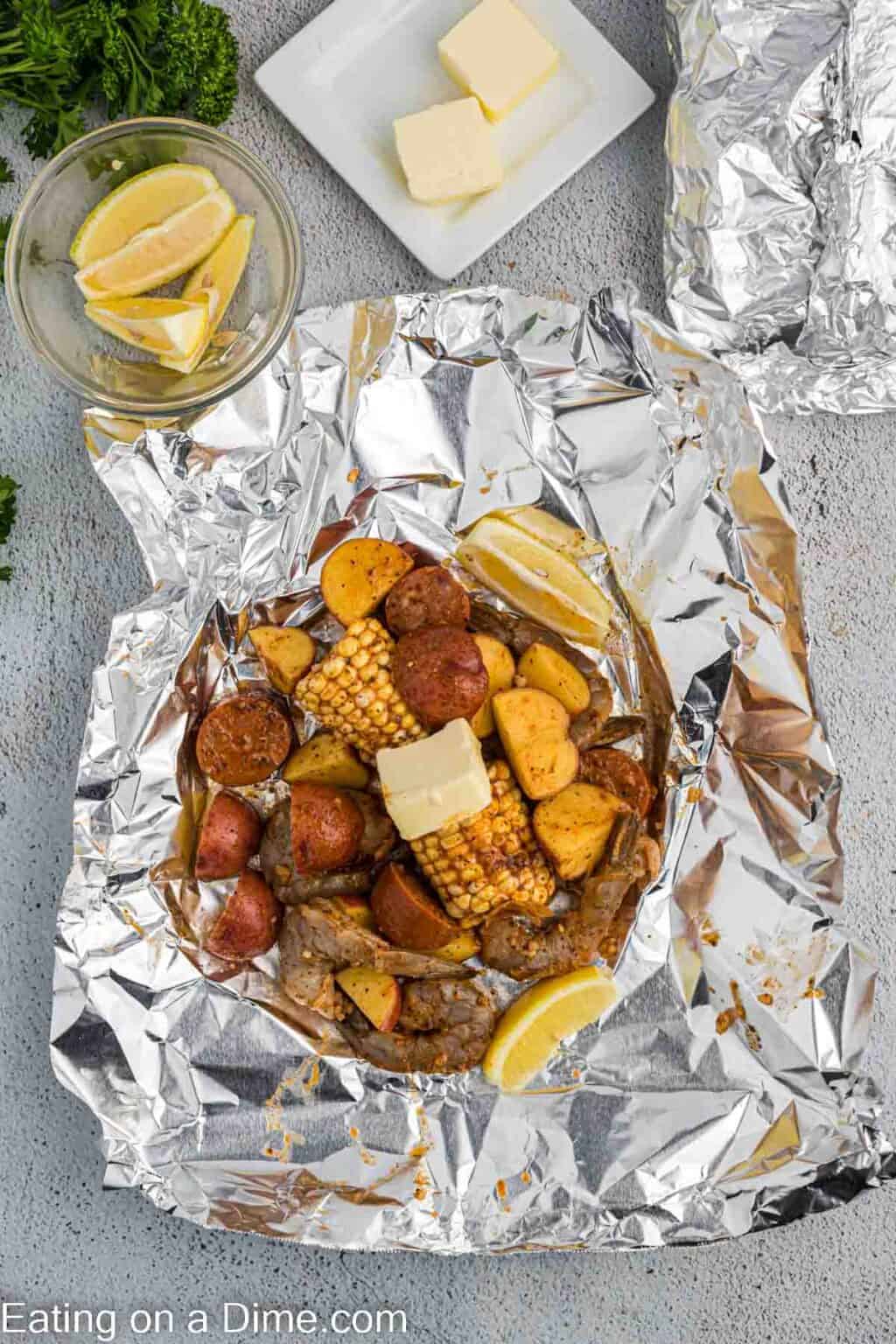 Shrimp Boil Foil Pack - Eating on a Dime