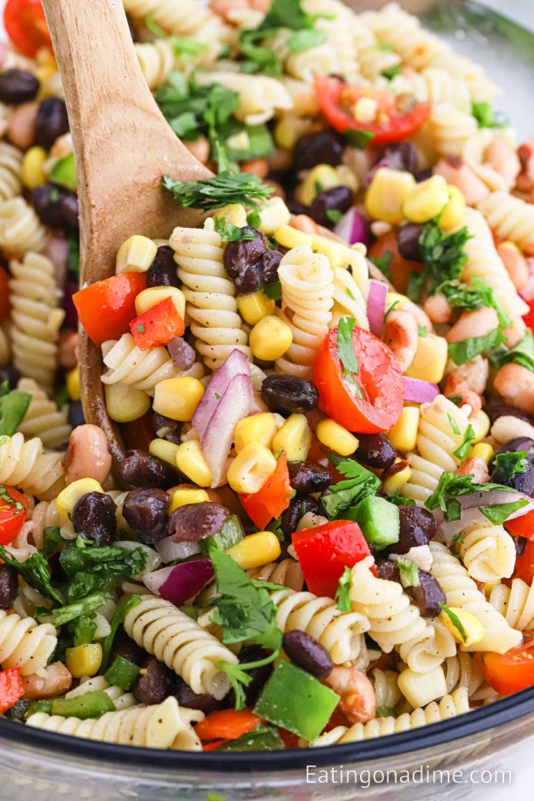 Cowboy Caviar Pasta Salad Recipe - Eatingonadime.com