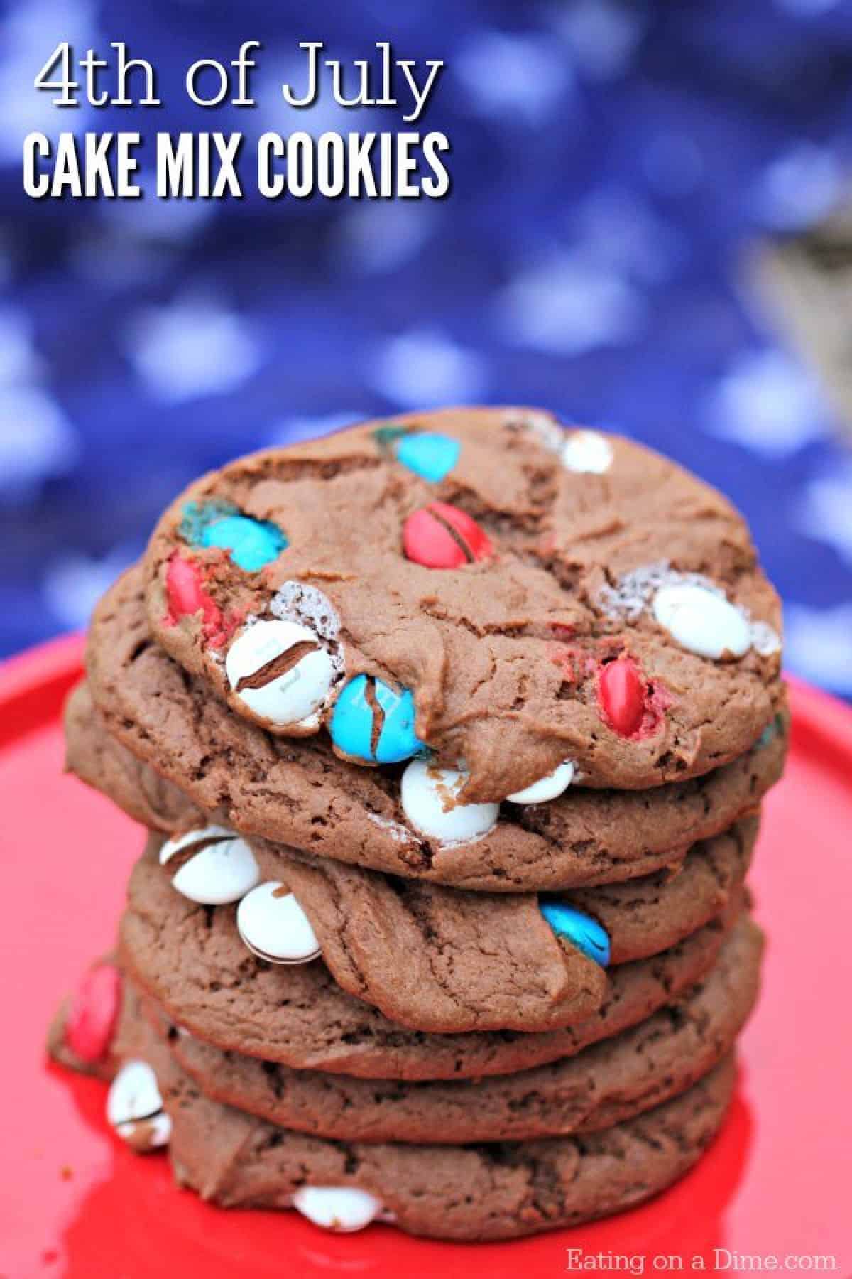 You only need 5 ingredients to make these delicious 4th of July Cake Mix Cookies. These cake mix cookies are one of the best 4th of July desserts. 