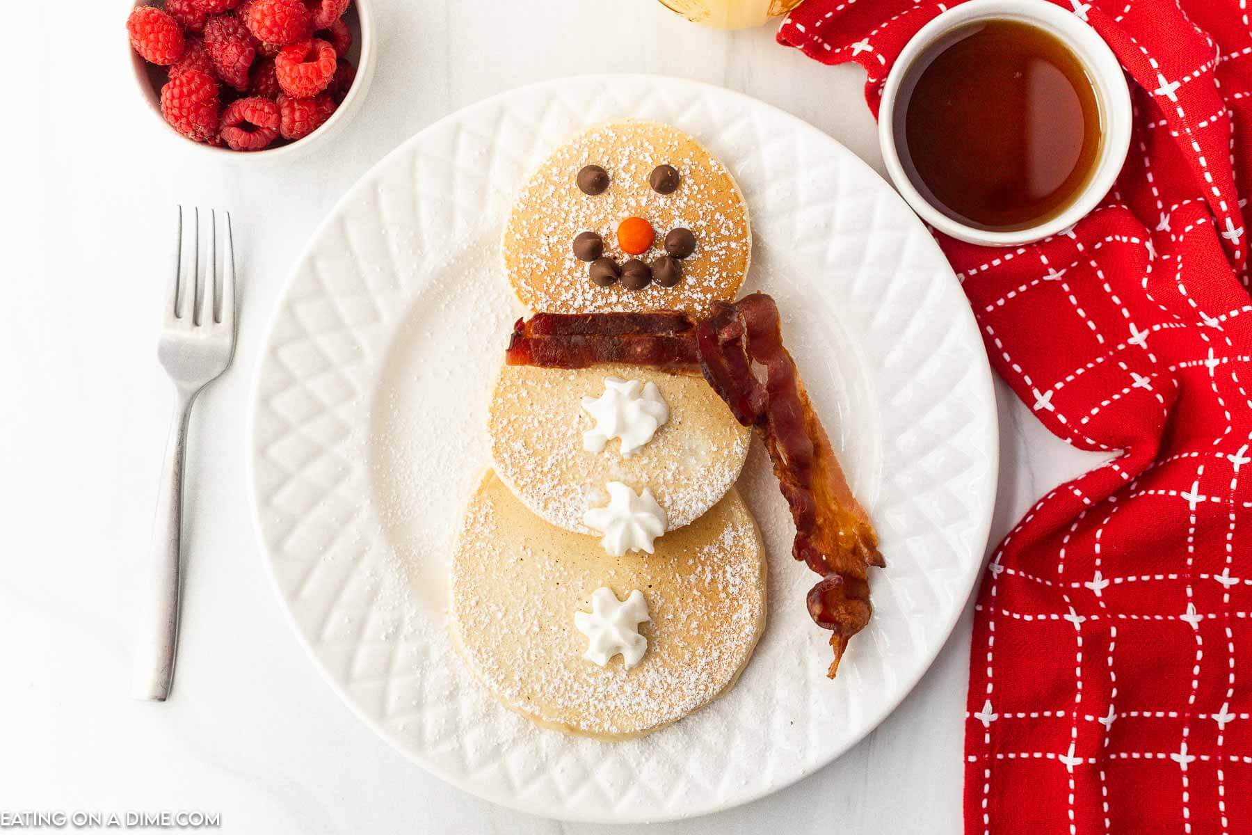 Snowman Pancakes with Bacon Scarves Recipe, Food Network Kitchen