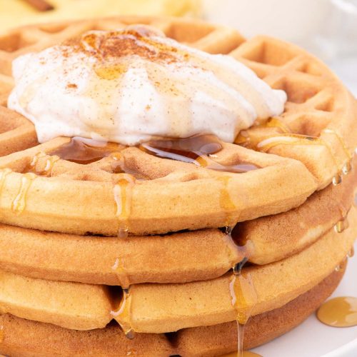 waffles with ice cream on top