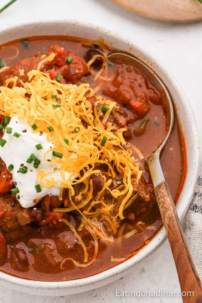 Slow Cooker Brisket Chili - Eating on a Dime