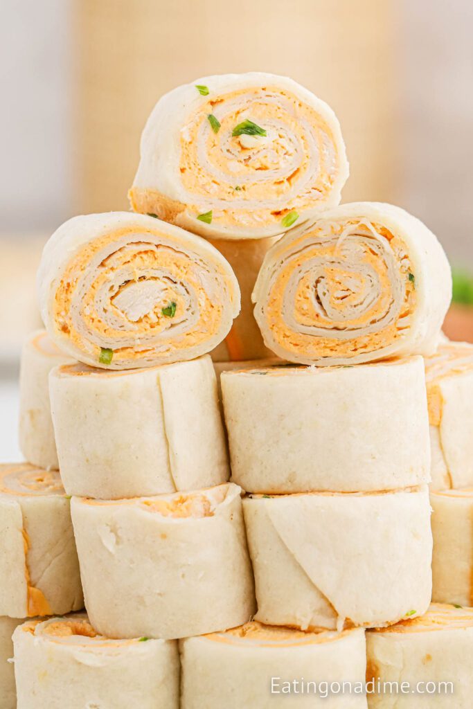 Buffalo Chicken Pinwheels - Eating on a Dime