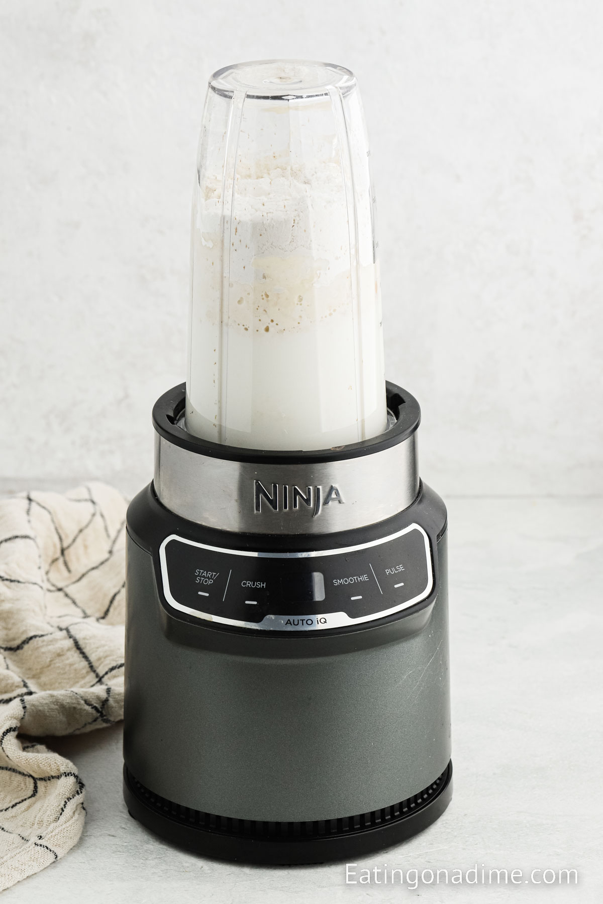 Blending crepe mixture in a blender