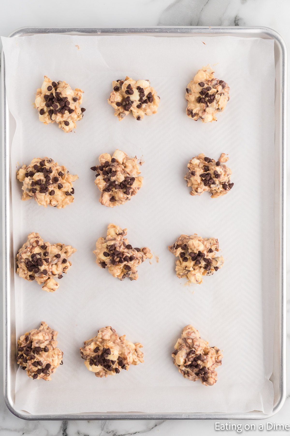 Avalanche Cookies on a baking sheet