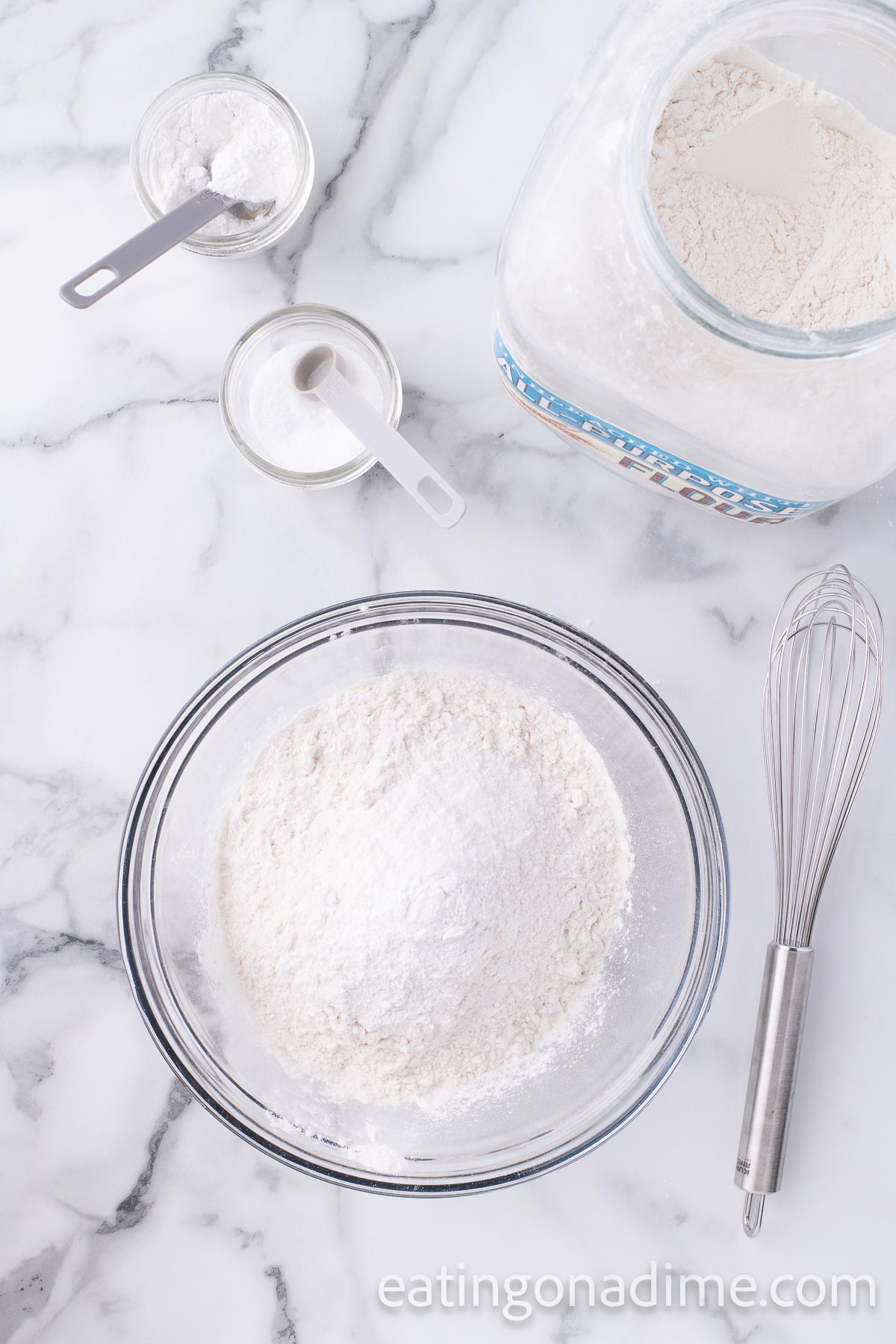 Combining the dry ingredients in a bowl 